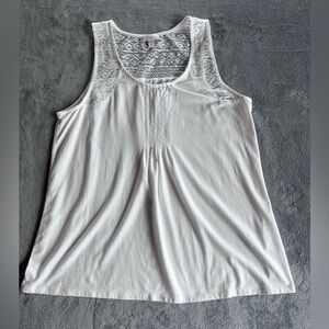 Garnet Hill Tank Top Sleeveless White Lace Organic Cotton Blend Size Medium